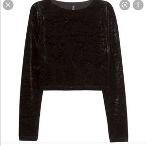 H&m crushed velvet long sleeve crop top